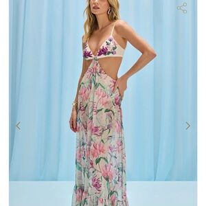 PatBO Floral Maxi Dress - Pink and Green